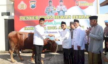 Idul-Adha-1446-H,-Polresta-Sidoarjo-Salurkan-Hewan-Kurban-35-Ekor-Sapi-dan-55-Ekor-Kambing